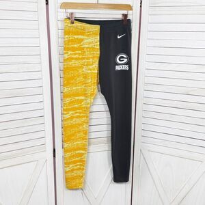 NFL Nike Green Bay Packers Two Tone Half & Half Leggings Grey Gold Medium